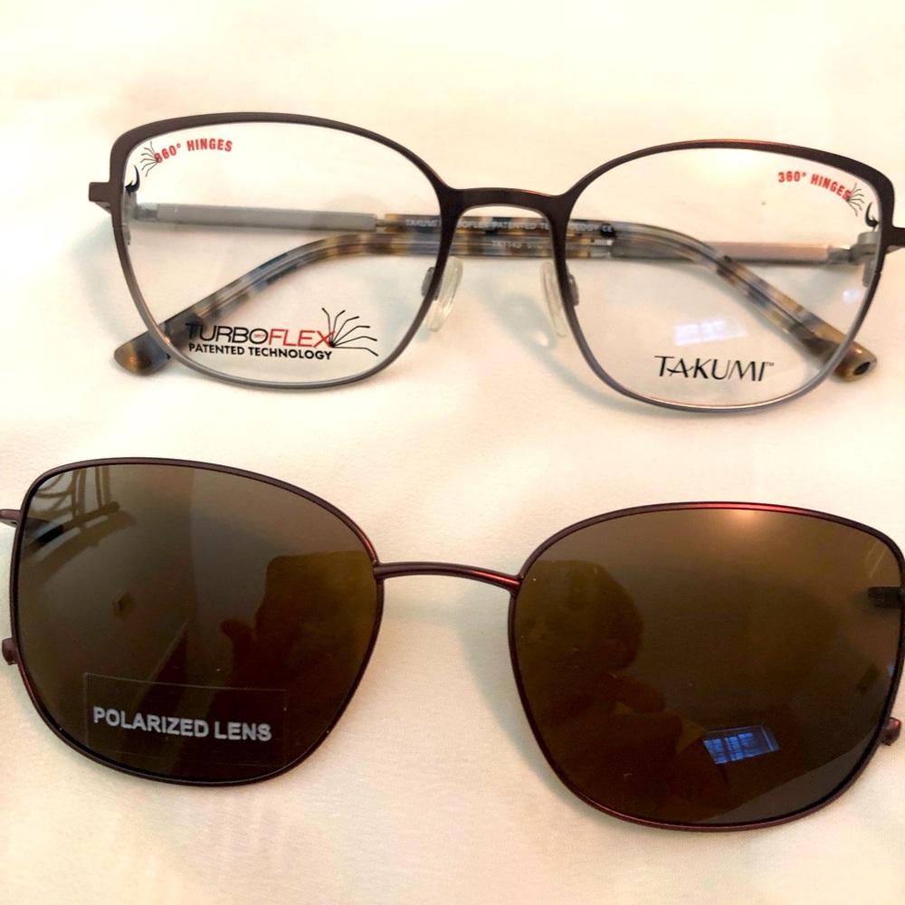 Thin Metal frame with polarized sunglasses clip on for women